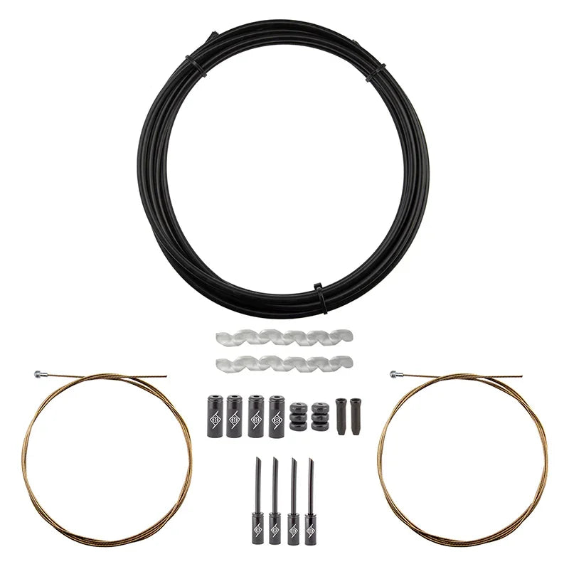 Origin8 SuperSlick Compressionless Road Brake Cable/Housing Kit Front and Rear 3000mm/1500mm & 2800mm 5mm/1.5mm Black Road Compressionless - Bicycle Warehouse