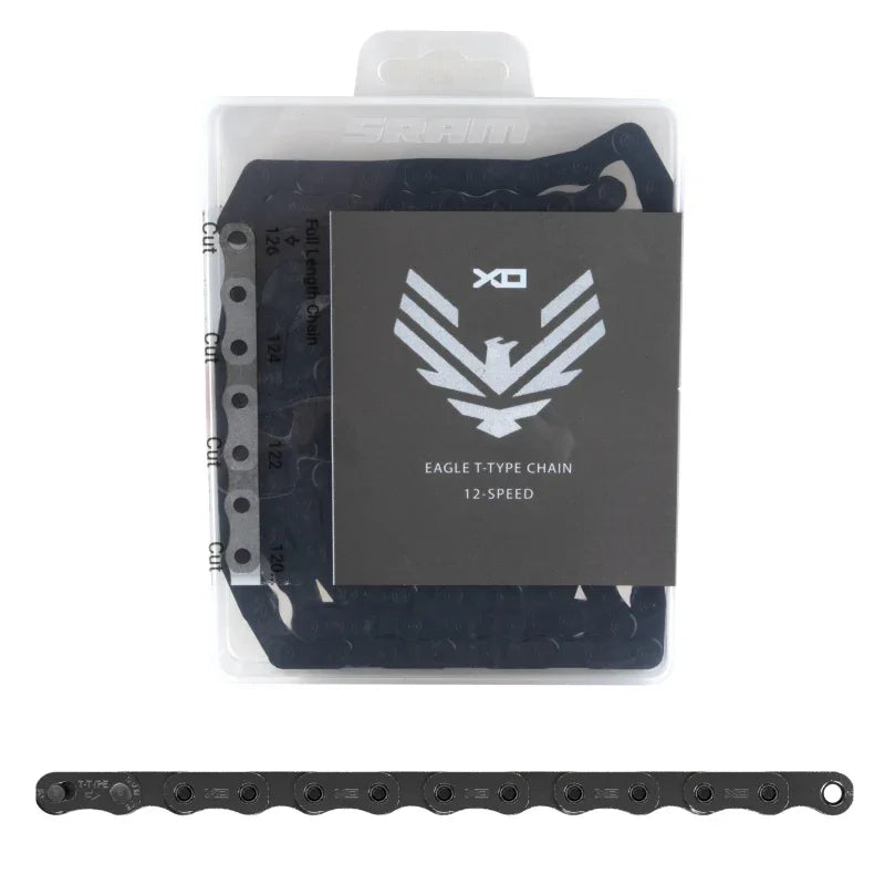 X0 Eagle T-Type Flattop Chain - 12-Speed 126 Links Solid Pin Includes PowerLock Connector PVD Coated Dark Polar - Bicycle Warehouse