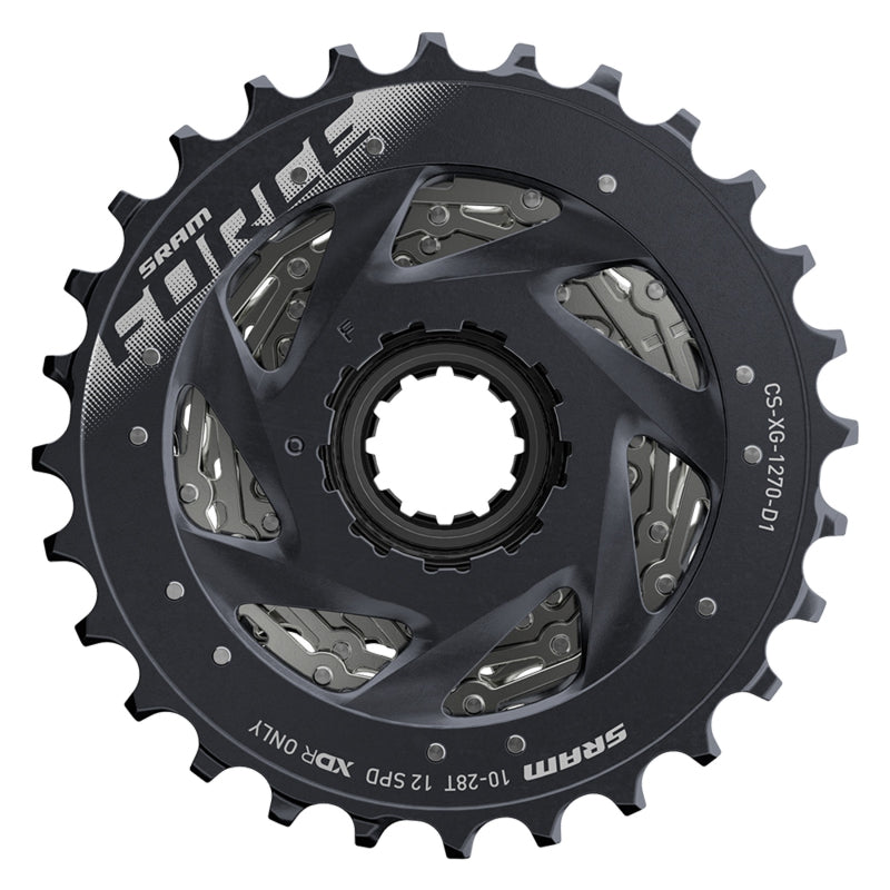 Force AXS XG-1270 Cassette - 12-Speed 10-28t Silver For XDR Driver Body D1 - Bicycle Warehouse
