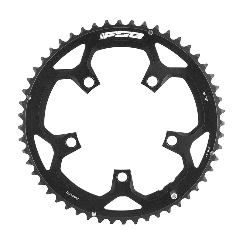 Full Speed Ahead Pro Road Chainring - 52t 110 BCD Aluminum N11 Black - Bicycle Warehouse