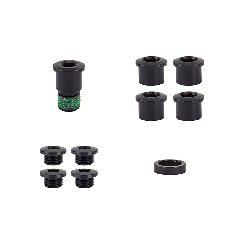 Red 22 Chainring Bolt Set Fits Force 22 Rival 22~ 5 bolts 4 nuts 1 spacer - Bicycle Warehouse