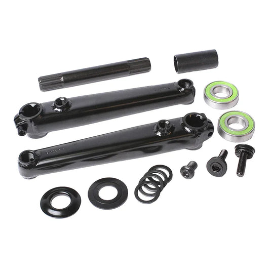 Saker V2 3-Piece Crankset - 155mm Right Hand/Left Hand Drive 19mm Mid Bottom Bracket BLK - Bicycle Warehouse