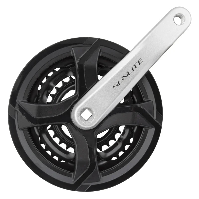 Alloy Triple 175x48/38/28 120 SQR JIS crankset black/silver - Bicycle Warehouse
