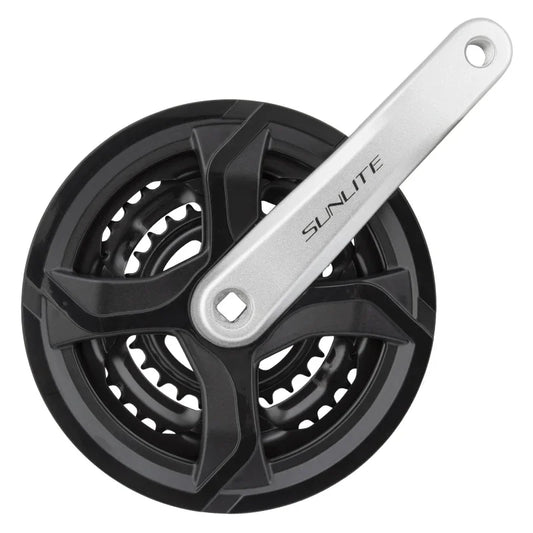 Alloy Triple 175x48/38/28 120 SQR JIS crankset black/silver - Bicycle Warehouse