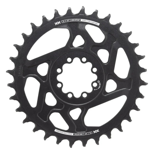 XX SL Eagle T-Type Direct Mount Chainring - 32t 12-Speed 8-Bolt Direct Mount 0mm Offset Aluminum BLK/Silver D1 - Bicycle Warehouse