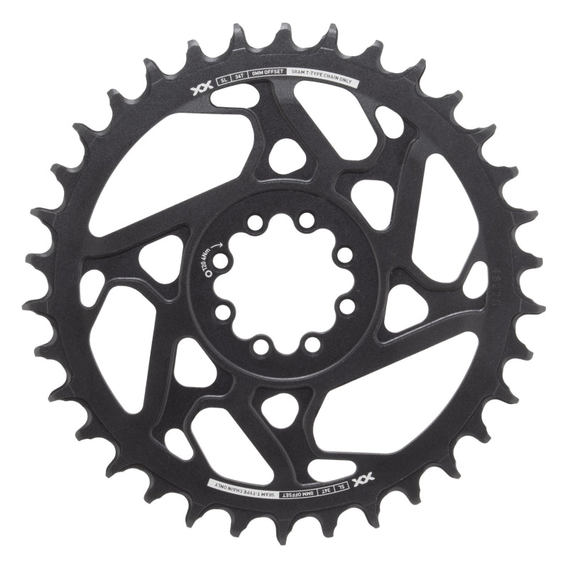 XX SL Eagle T-Type Direct Mount Chainring - 34t 12-Speed 8-Bolt Direct Mount 0mm Offset Aluminum BLK/Silver D1 - Bicycle Warehouse
