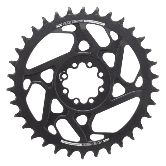 XX SL Eagle T-Type Direct Mount Chainring - 34t 12-Speed 8-Bolt Direct Mount 0mm Offset Aluminum BLK/Silver D1 - Bicycle Warehouse