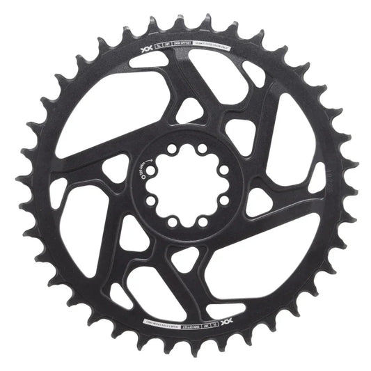 XX SL Eagle T-Type Direct Mount Chainring - 38t 12-Speed 8-Bolt Direct Mount 0mm Offset Aluminum BLK/Silver D1 - Bicycle Warehouse