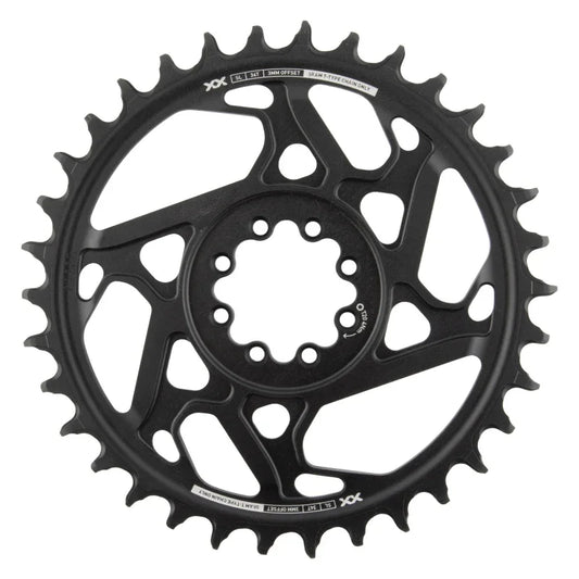 XX SL Eagle T-Type Direct Mount Chainring - 34t 12-Speed 8-Bolt Direct Mount 3mm Offset Aluminum BLK/Silver D1 - Bicycle Warehouse