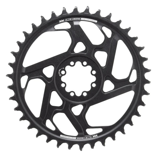 XX SL Eagle T-Type Direct Mount Chainring - 38t 12-Speed 8-Bolt Direct Mount 3mm Offset Aluminum BLK/Silver D1 - Bicycle Warehouse
