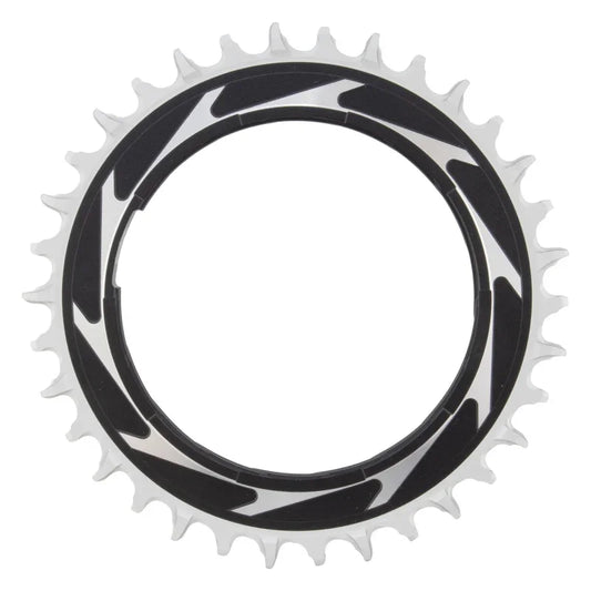 XX SL Eagle T-Type Thread Mount Chainring - 34t 12-Speed Thread Mount For XX SL PM Spider 3mm Offset Aluminum BLK/Silver - Bicycle Warehouse