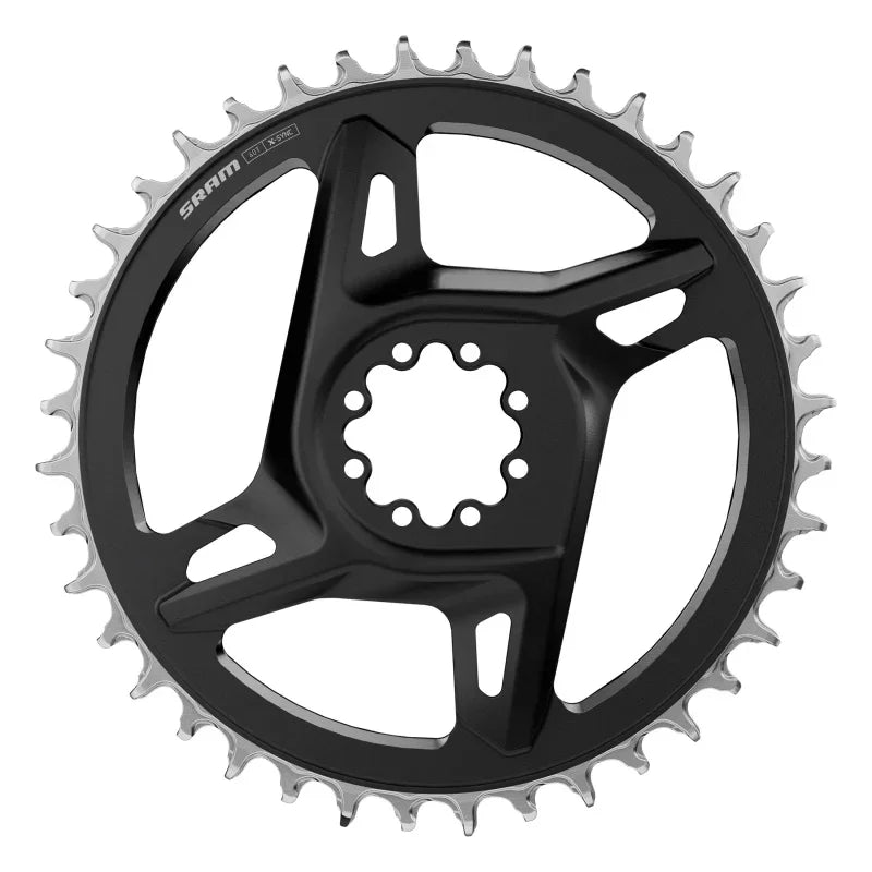 RED X-Sync Chainring - 46t 12/13-Speed 8-Bolt Direct Mount 6.5mm Offset BLK/Silver E1 - Bicycle Warehouse
