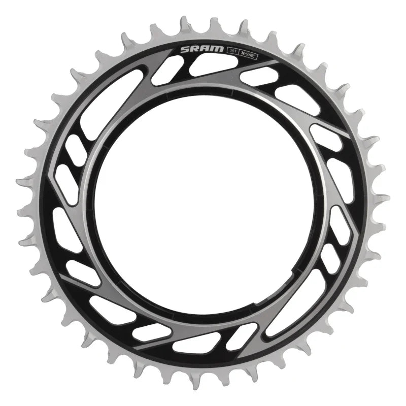 RED XPLR X-Sync Thread Mount Chainring - 38t 12/13-Speed Thread Mount For RED XPLR AXS PM Spider 6.5mm Offset BLK/Silver E1 - Bicycle Warehouse