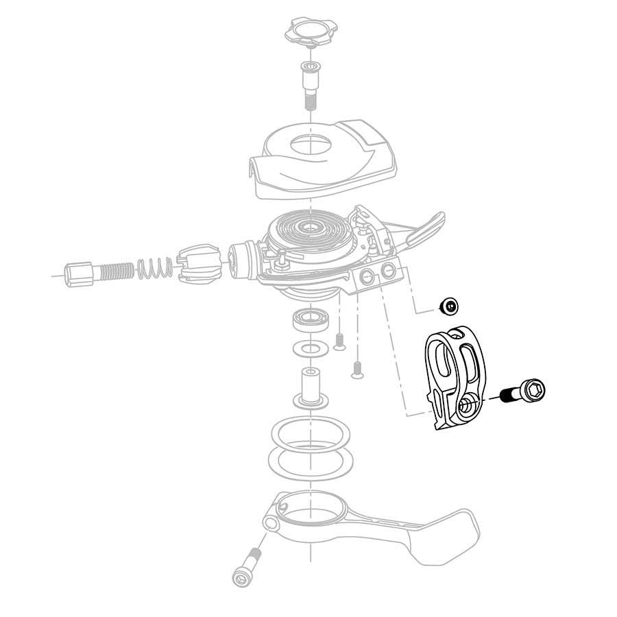 Discrete Trigger Clamp Assembly fits XX1 X01 X1 2007-15 X0 X9 2010-15 X7 GX Silver Sold Each - Bicycle Warehouse