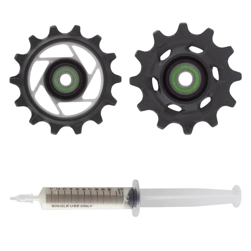 RED AXS Rear Derailleur Pulley Kit - 12t Upper 14t Lower Ceramic Pulley Wheel Bearings E1 - Bicycle Warehouse