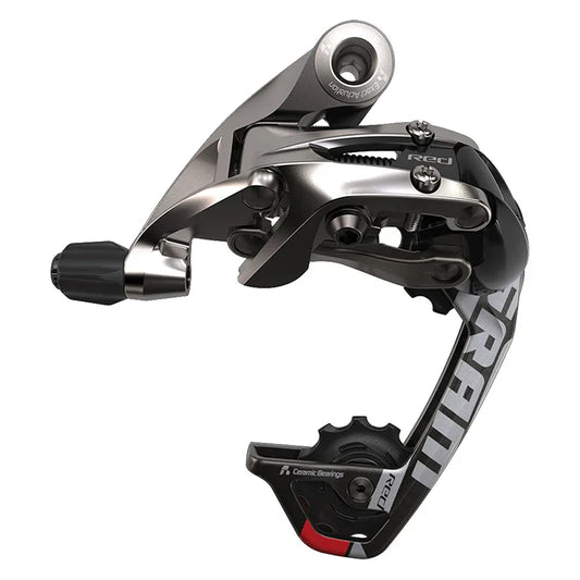 Red WiFli Rear Derailleur - 10 Speed Medium Cage Black/Silver - Bicycle Warehouse