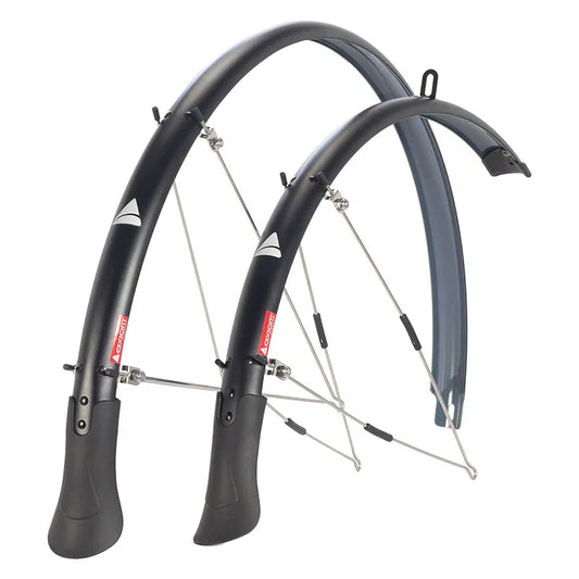 Flascheguard Fenders Pair Hybrid 700C x 41mm Polycarbonate Stainless Steel Matte Black 30mm / 1.20` 560g - Bicycle Warehouse