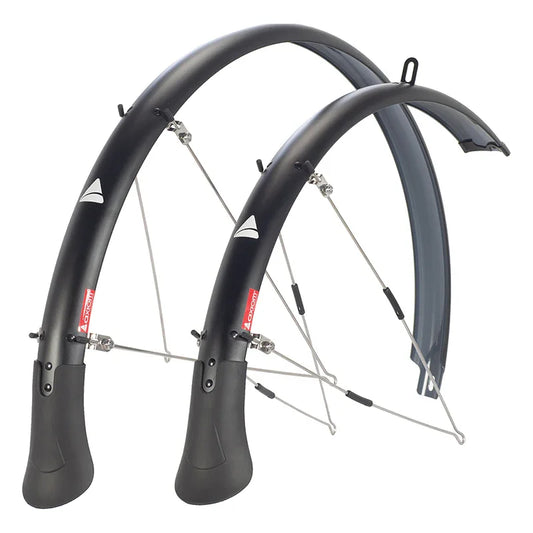 Flascheguard Fenders Pair Hybrid 700C x 50mm Polycarbonate Stainless Steel Matte Black 40mm / 1.60` 610g - Bicycle Warehouse