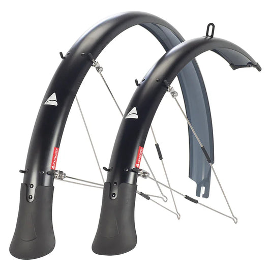 Flascheguard Fenders Pair Hybrid 700C x 60mm Polycarbonate Stainless Steel Matte Black 50mm / 1.96` 740g - Bicycle Warehouse