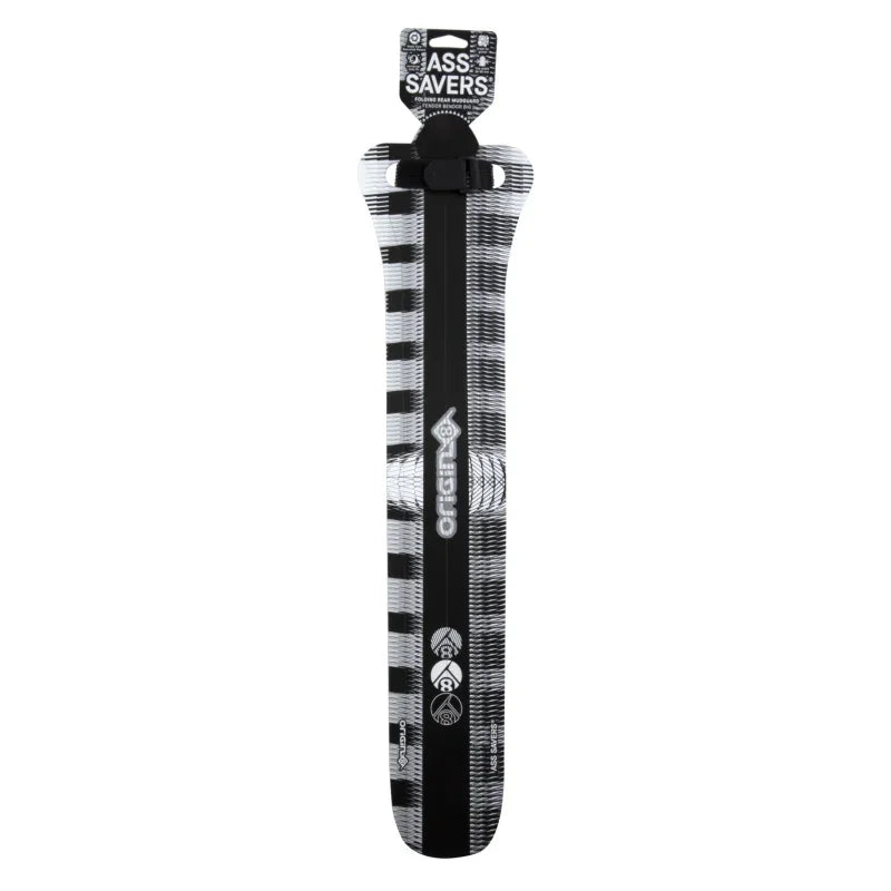 Hi-Fi Ass Savers Rear Fender Extended Wide Rear 555mm x 80mm Polypropylene Black/White 60g - Bicycle Warehouse