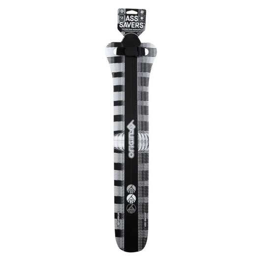 Hi-Fi Ass Savers Rear Fender Extended Wide Rear 555mm x 80mm Polypropylene Black/White 60g - Bicycle Warehouse