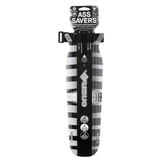 Hi-Fi Ass Savers Front Fender Downtube Front 390mm x 110mm Polypropylene Black/White 30g - Bicycle Warehouse