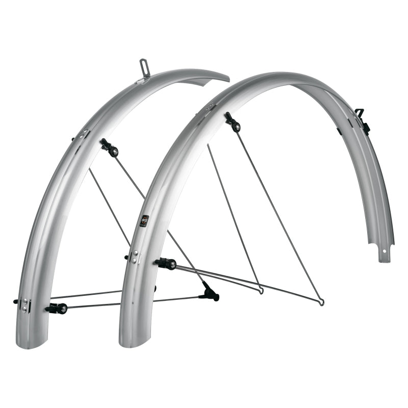 B55 Bluemels Full Coverage Fender Set - 55mm 700 x 38-47 Silver - Bicycle Warehouse