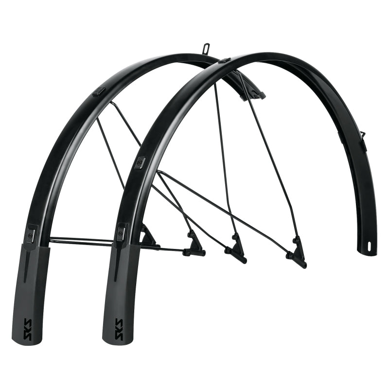 B46 Bluemels Style Full Coverage Fender Set - 46mm 700 x 28-37 Matte BLK - Bicycle Warehouse