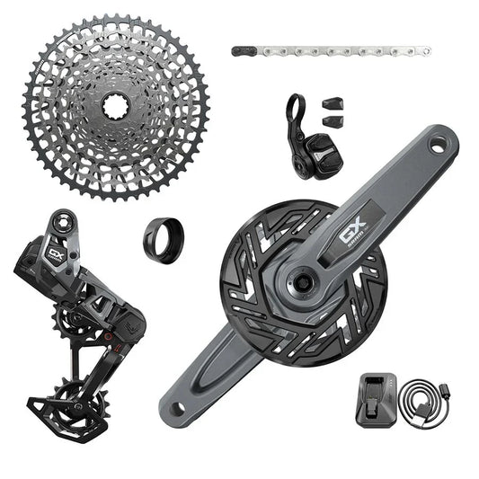 GX Eagle T-Type Ebike AXS Groupset - 160mm ISIS Crank Arms Bosch 36T Ring/Clip-On Guard Derailleur Shifter 10-52t Cassette - Bicycle Warehouse