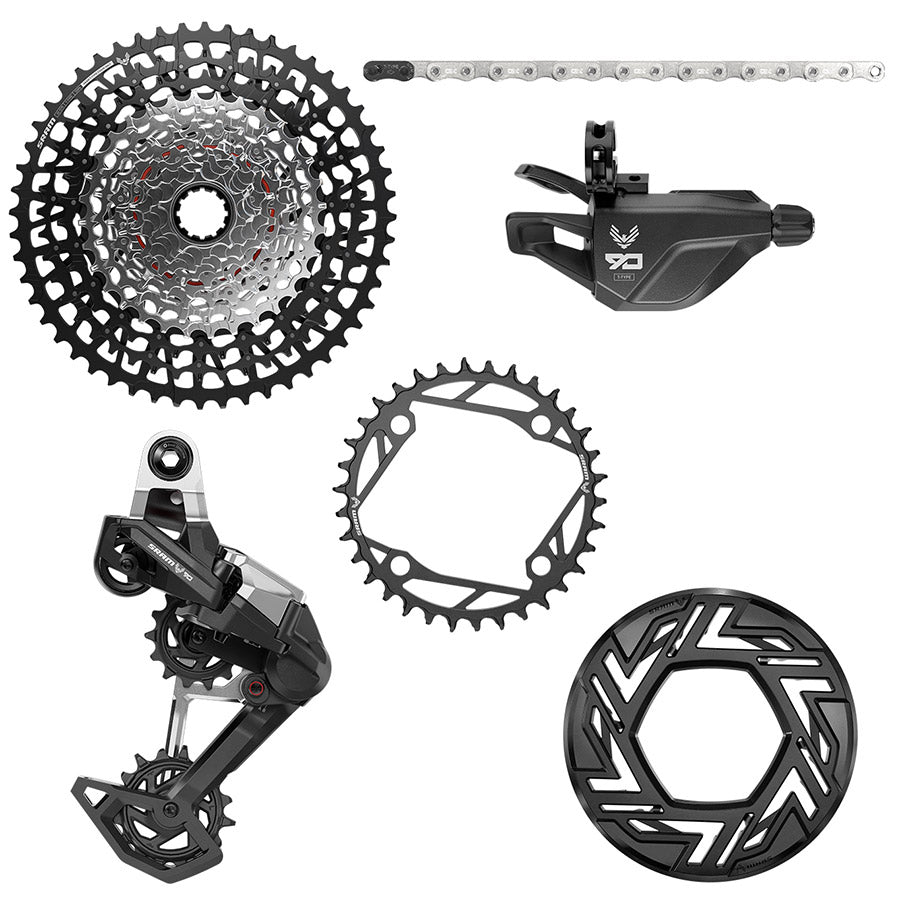 SRAM Eagle 90 Ebike Groupset - No Crank 34T Clip-on Guard Chain XS-1275 10-52t Single Click Shifter Rear Derailleur - Bicycle Warehouse