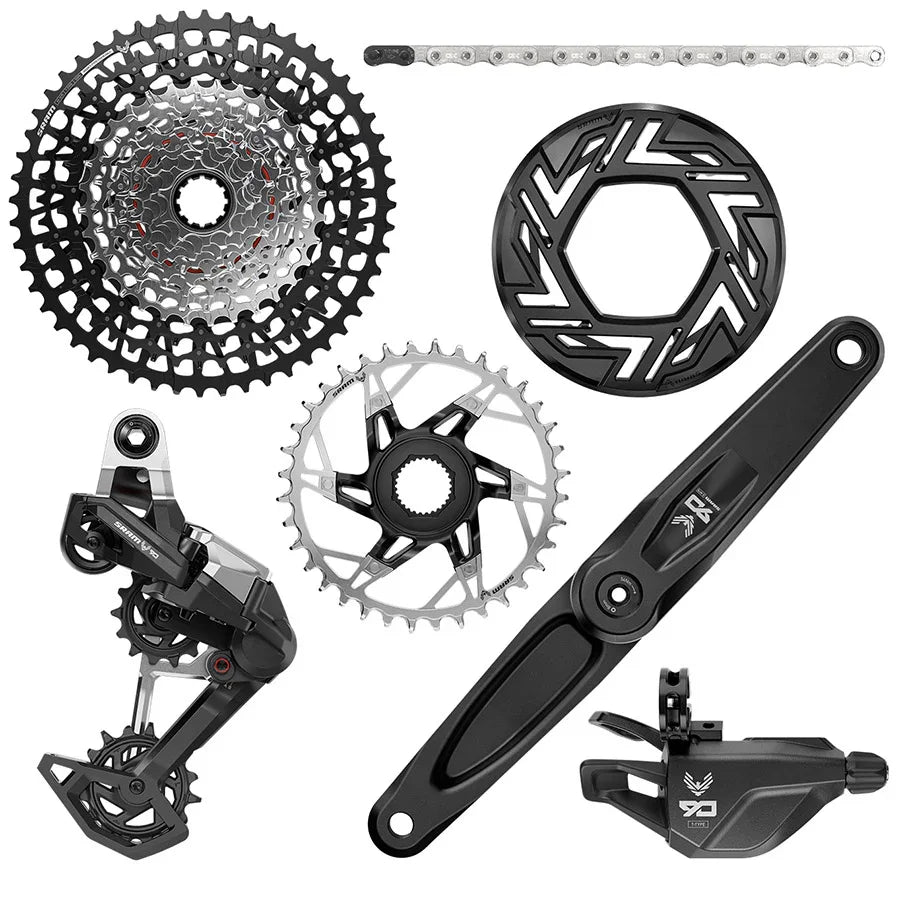 SRAM Eagle 90 Ebike Groupset - 165mm Bosch 36T Clip-on Guard Chain XS-1275 10-52t Single Click Shifter Rear Derailleur - Bicycle Warehouse