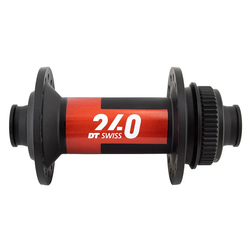 DT Swiss 240 Front Hub - 12 x 100mm Center-Lock Black/Red 28H - Bicycle Warehouse