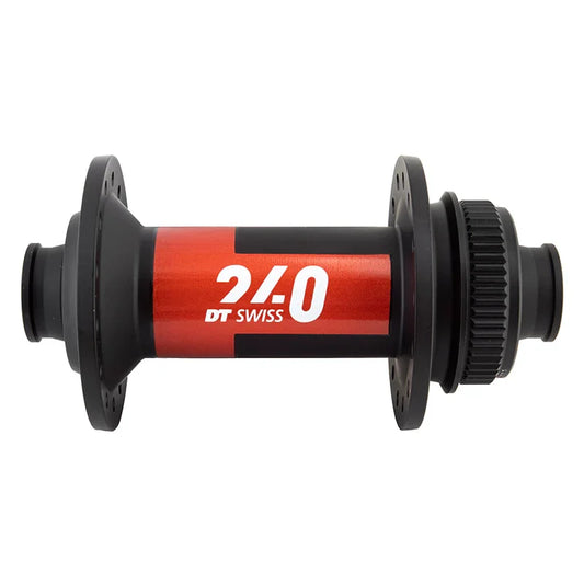 DT Swiss 240 Front Hub - 12 x 100mm Center-Lock Black/Red 28H - Bicycle Warehouse