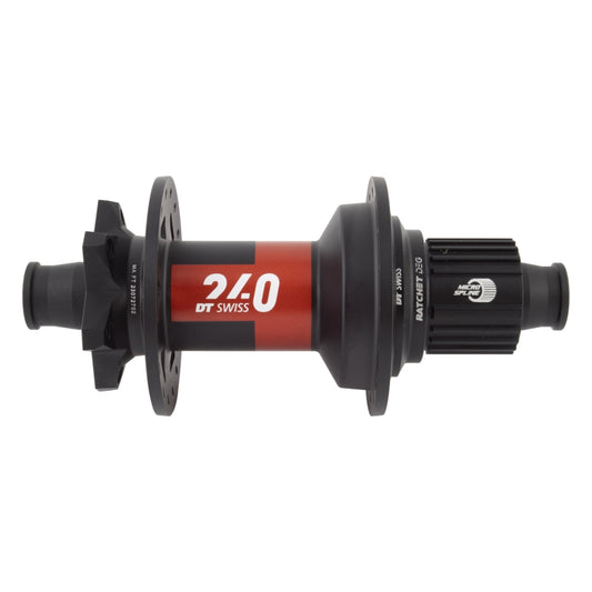 DT Swiss 240 DEG Rear Hub - 12 x 148mm 6-Bolt Micro Spline BLK/Red 32H 90pt - Bicycle Warehouse