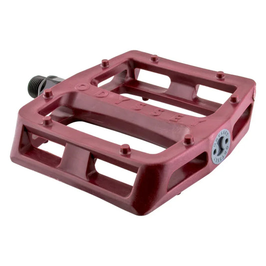 Grandstand V2 PC Pedals - Platform Composite/Plastic 9/16" Maroon - Bicycle Warehouse