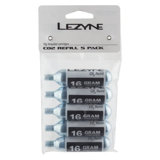 Lezyne 16g Threaded CO2 Cartridges 5/Count - Bicycle Warehouse
