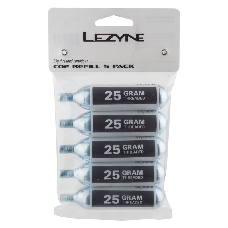 Lezyne 25g Threaded CO2 Cartridges 5/Count - Bicycle Warehouse