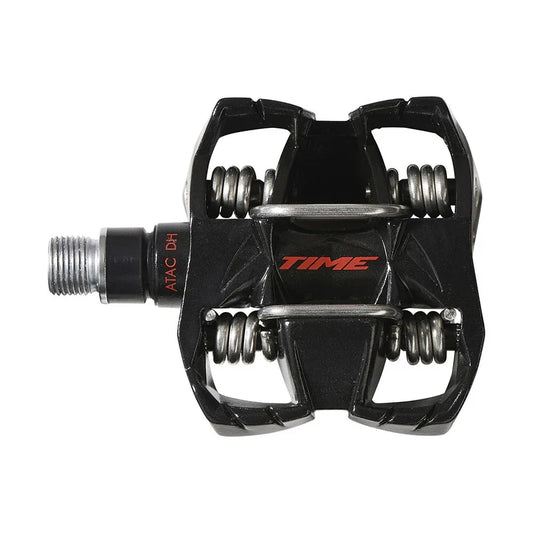 Time ATAC DH 4 Pedals - Dual Sided Clipless Platform Aluminum 9/16" BLK/Red - Bicycle Warehouse