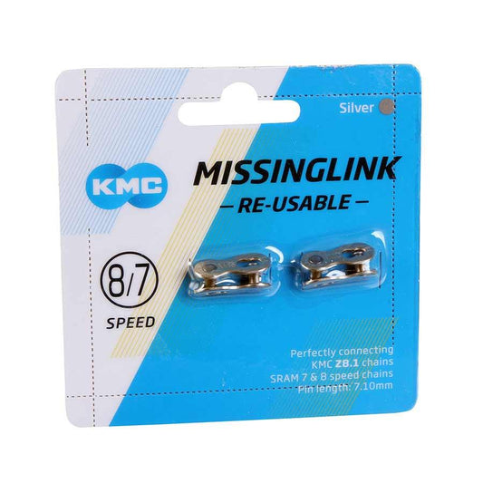MissingLink CL571R 7.1mm Connector - 78-Speed Reusable Silver 2 Pairs/Card - Bicycle Warehouse