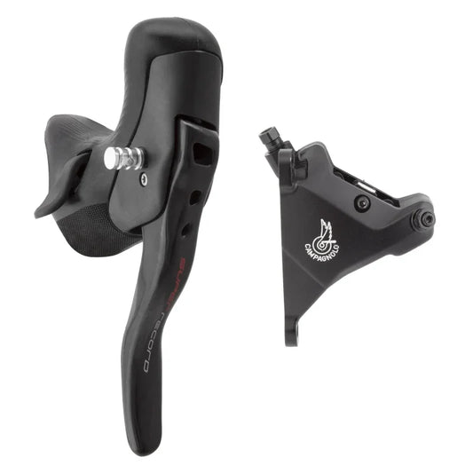 Super Record Ergopower EPS Hydraulic Brake/Shift Lever Disc Caliper - Left/Front 12-Speed 160mm Flat Mount Caliper BLK - Bicycle Warehouse