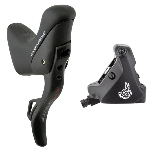 Super Record Ergopower EPS Hydraulic Brake/Shift Lever Disc Caliper - Right/Rear 12-Speed 140mm Flat Mount Caliper BLK - Bicycle Warehouse