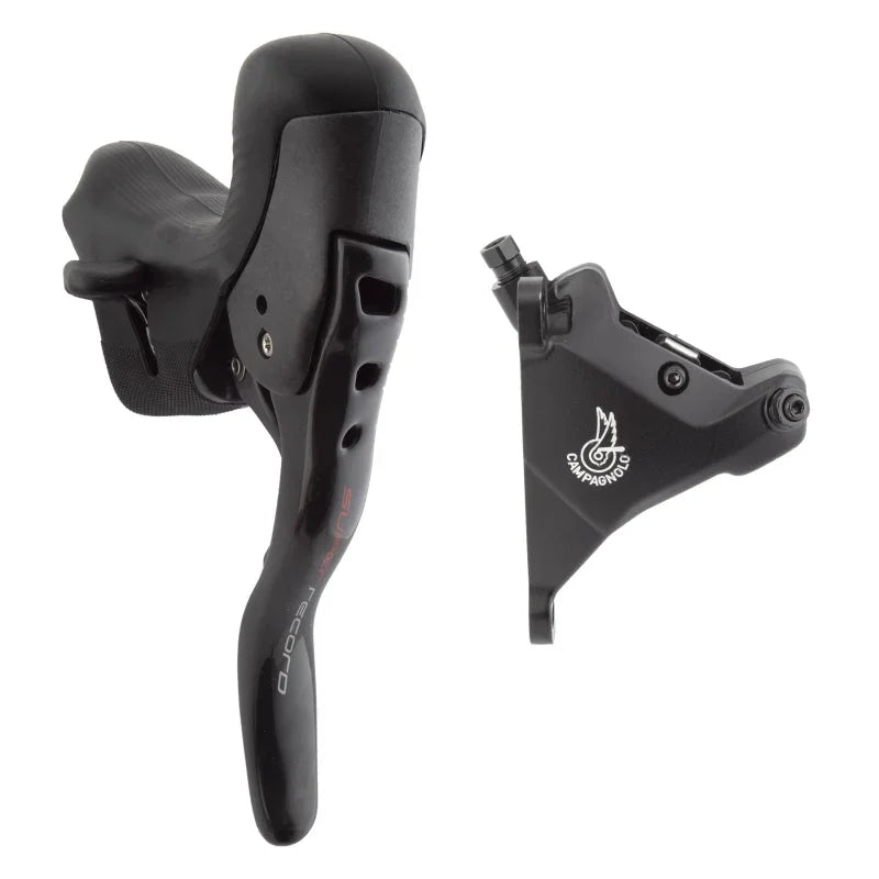 Super Record Ergopower Hydraulic Brake/Shift Lever Disc Caliper - Left/Front 12-Speed 160mm Flat Mount Caliper BLK - Bicycle Warehouse