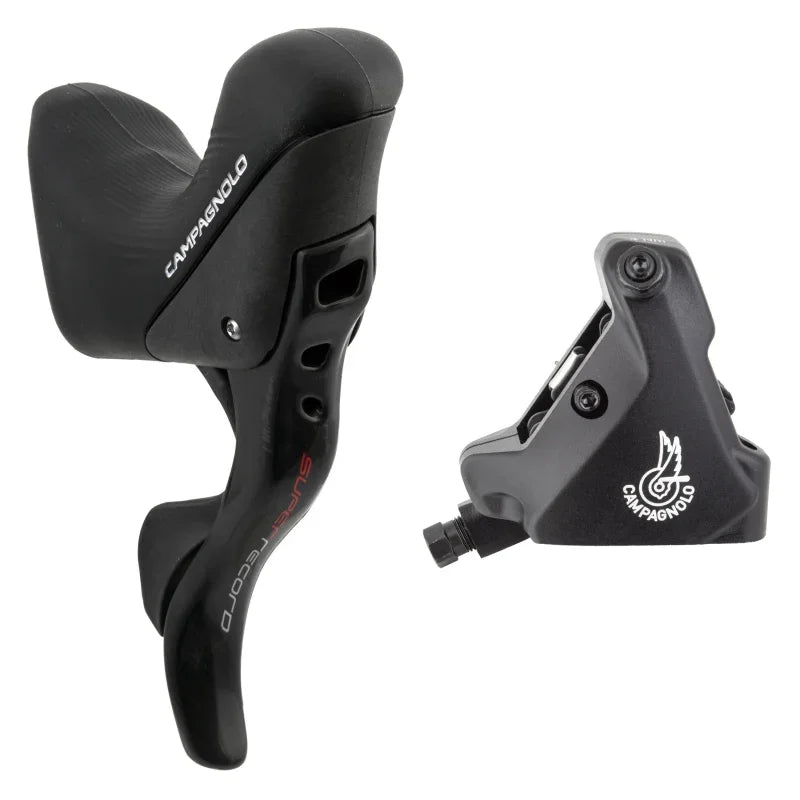 Super Record Ergopower Hydraulic Brake/Shift Lever Disc Caliper - Right/Rear 12-Speed 160mm Flat Mount Caliper BLK - Bicycle Warehouse