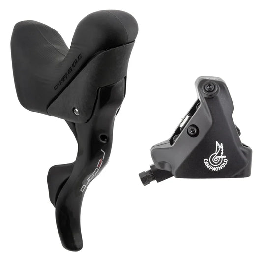 Record Ergopower Hydraulic Brake/Shift Lever Disc Caliper - Right/Rear 12-Speed 140mm Flat Mount Caliper BLK - Bicycle Warehouse