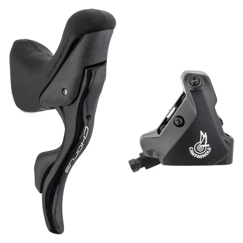 Chorus Ergopower Hydraulic Brake/Shift Lever Disc Caliper - Right/Rear 12-Speed 140mm Flat Mount Caliper BLK - Bicycle Warehouse