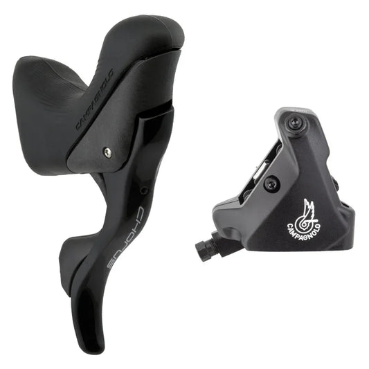 Chorus Ergopower Hydraulic Brake/Shift Lever Disc Caliper - Right/Rear 12-Speed 160mm Flat Mount Caliper BLK - Bicycle Warehouse
