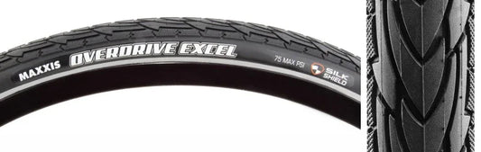 Overdrive Excel Tire 700x47C Wire Clincher Single SilkShield Reflective 60TPI Black - Bicycle Warehouse