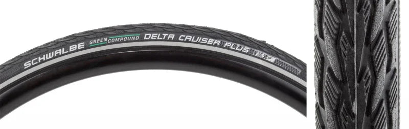 Delta Cruiser Plus Hybrid Tire 700x28C Folding Clincher GreenCompound PunctureGuard 50TPI Black - Bicycle Warehouse