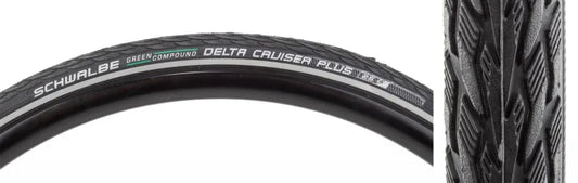Delta Cruiser Plus Hybrid Tire 700x28C Folding Clincher GreenCompound PunctureGuard 50TPI Black - Bicycle Warehouse