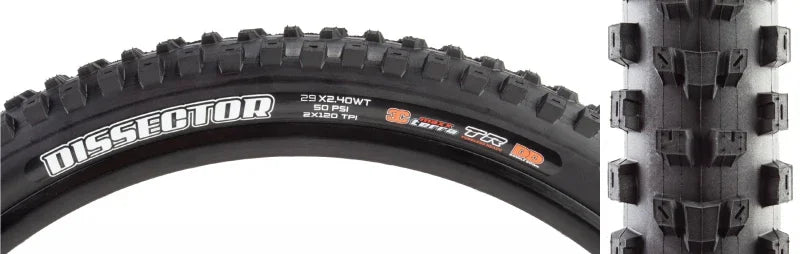 Dissector Tire - 29 x 2.4 Tubeless Folding BLK 3C Maxx Terra Double Down - Bicycle Warehouse